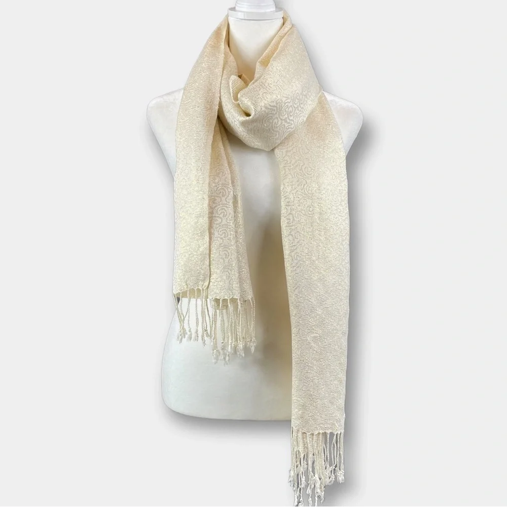 Scarf Metallic Cream Wrap 72